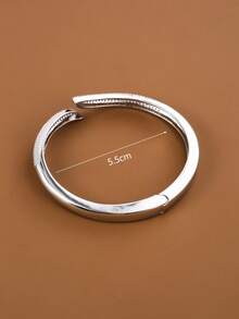 1pc Rustic Leaf Criss-Cross Design Artificial Zirconia Inlaid Women Bracelet - Multicolor - View 3