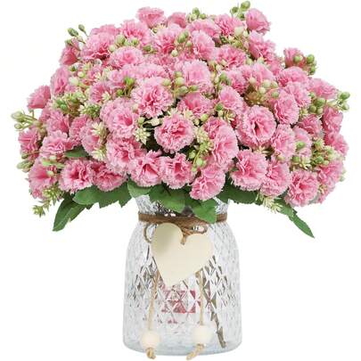 1pc 11.81inch Imitation Flower Silk Carnation Bouquet, Matched With Imitation Foam Decoration, Is Suitable For Spring And Autumn Decoration, Valentine's Day Bride Bouquet, Wedding Vase, Home, Room, Restaurant, Bedroom, Bathroom, Kitchen Decoration, Mother's Day, Holiday Birthday Party Supplies, And Outdoor Garden Decoration.