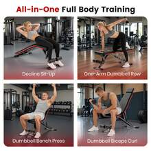 Workout Bench, Adjustable Weight Bench With Leg Extension And Leg Curl, Extended Headrest, 700LBS Preacher Curl Bench Incline Decline Flat Workout Bench For Home Gym Full Body Exercise,6-Backrest Positions For Arms, Muscle & Chest Press Training - Black With Red Trim - View 4