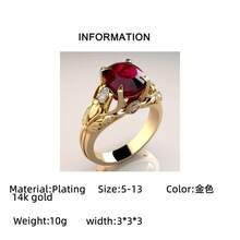 Elegant 14K Gold Plated Engagement Ring With Sparkling Cubic Zirconia, Perfect For Weddings, Anniversaries, Romantic Valentine's Day Gift, Everyday Wear - Gold - View 4