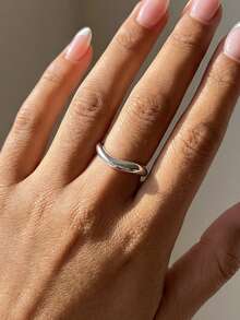 Stylever 1 chiếc nhẫn cong tối giản bằng bạc sterling 925, trang sức thời trang thích hợp làm quà tặng dự tiệc, sinh nhật. - Bạc - Xem 3