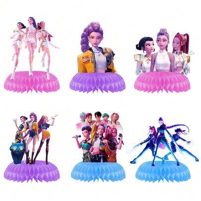 DOBBLE 1 Set K-POP Witch Girl Group Children's Birthday Party Honeycomb Decor Photo Props - Random