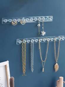 Transparent Acrylic Jewelry Organizer Rack, Wall-Mounted Necklace Display Stand, Portable Jewelry Display Holder, Multi-Function Jewelry Storage Box, Home Decor, Wedding Supplies - Multicolor - View 4