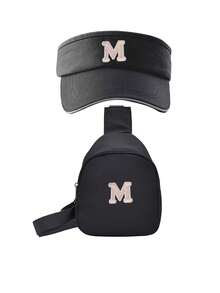 2PCs Children Baseball Hat With Mini Bag Boys Girls Camping Hat Anti-UV Strap Kids Bucket Hat Headwear For 3-8 Years Old Baby - Black - View 8