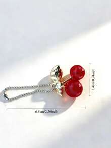 1pc Cherry Shaped Bag Charm, Cute & Versatile For Handbag Or Keychain - Red - View 6