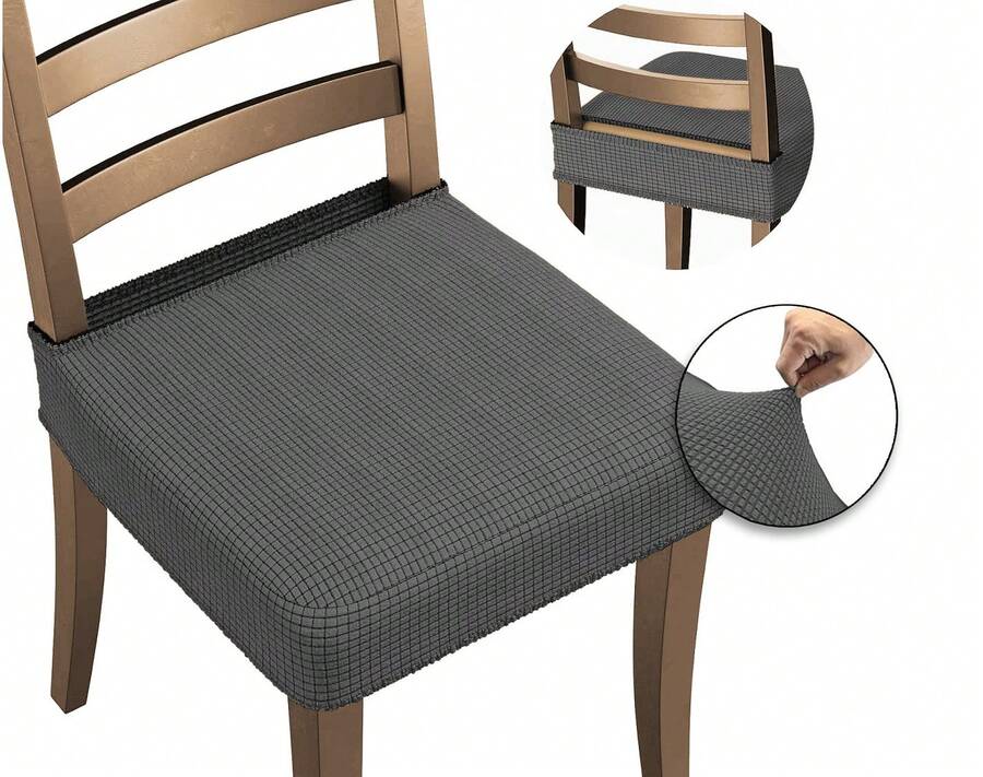 Pack Funda de Silla ajustable modelo KYOTO de VALENTIA HOME, Elástica, Desmontable y Lavable – Pack de 2, 4, 6. Variedad de colores. Perfectas para Comedor y Cocina - ANTRACITA - Ver 1
