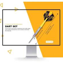 Darts Metal Tip Professional Steel Tip Darts, With 3 Dart Metal Barrels 3 Dart Wings 3 Interchangeable Plastic Shafts 12 Rubber O - Rings 1 Dart Sharpener - Yellow - View 4