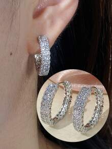 1对女士耳环，奢华时尚圈形耳环，精致复古优雅耳环，女神风耳环 - 耳圈 - 查看 5