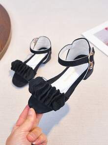 最新款女童凉鞋，夏季儿童高跟公主凉鞋 - 黑色 - 查看 5