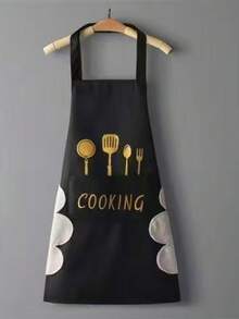 1pc Adult Waterproof Apron With Side Towel, Adjustable Unisex Cooking Baking Graduation Father's Day Practical Gift - Multicolor - View 14