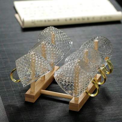 12/6/4/2pcs Set Hammered Small Cute Unusual Heat-Resistant Transparent Concentrated Coffee Glass Cups, Coffee Cups, Glass Cups, Chinese Kung Fu Hot Tea Cups, Tea Cups, Set, Aesthetic Drinkware, Coffee Accessories, Tea Set