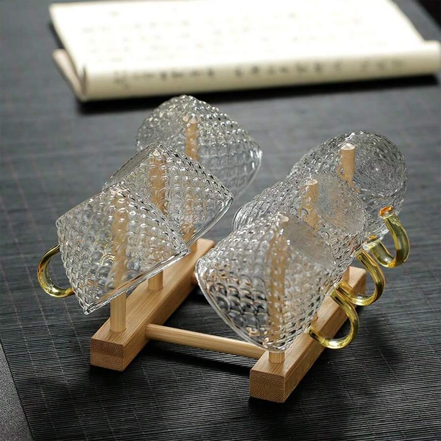 12/6/4/2pcs Set Hammered Small Cute Unusual Heat-Resistant Transparent Concentrated Coffee Glass Cups, Coffee Cups, Glass Cups, Chinese Kung Fu Hot Tea Cups, Tea Cups, Set, Aesthetic Drinkware, Coffee Accessories, Tea Set - Clear - View 1