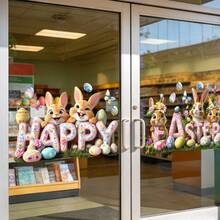 1/3pcs Cute Easter Bunny Window Stickers, Reusable PVC Static Cling, Suitable For Shop Windows, Living Room, Bedroom, Kitchen And Other Home Decor, Also Can Be Used As Holiday Gifts - Easter Window Stickers - View 8