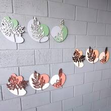 Wood's House Set Of 3 Abstract Decorative Leaf Wall Art Panels In MDF For Living Room, Bedroom, Or Office - Grey - View 3