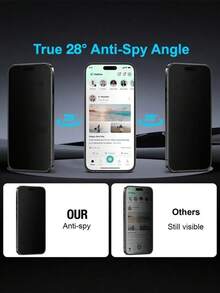 2片装 17 Pro Max 防窥磨砂屏幕保护膜 | TPU 软膜（非钢化玻璃或陶瓷膜），防刮防碎 | 隐私功能确保屏幕内容仅正面可见 | 防眩光防指纹涂层减少眼疲劳，保持屏幕清洁 - 黑色 - 查看 4