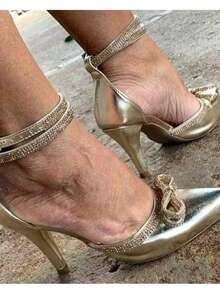 Pointed Toe Stiletto Heel 9cm Women's Shoe Elegant Heel With Glitter - 金色 - 查看 3