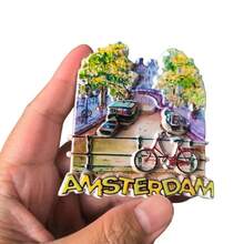 3-Inch Amsterdam Street Scene 3D Fridge Magnet, Travel Souvenir Creative Magnetic Sticker - one-size - View 6