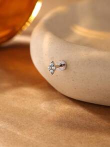 1件 莫桑石水钻 925纯银花朵不对称平底耳骨螺旋穿刺耳环 精致首饰 适合日常佩戴 婚礼派对 订婚 周年纪念 情人节 - 銀色 - 查看 5