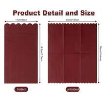 20pcs/40pcs/60pcs 2-Ply Soft Long Wavy Burgundy Napkins, Unfolded Size 33cm X 39cm, For One-Time Party Lunch, Guest Towels, Decorative Paper, Birthday Decoration, Wedding Anniversary, Graduation Party Decor - Burgundy - View 3
