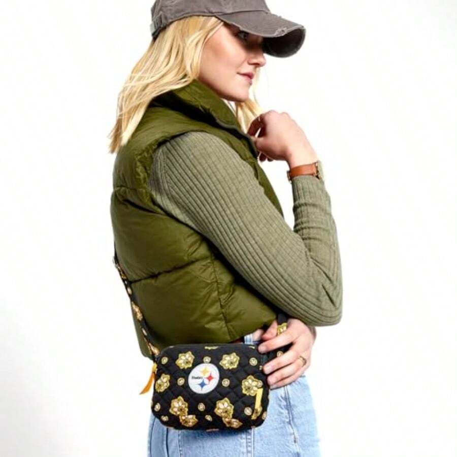 Cotton Small Stadium Crossbody Bag Bolso bandolera Mujer - Pañuelo negro/amarillo de Pittsburghsteelerson - Ver 1