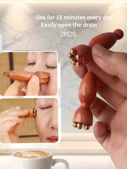 4件套实心面部按摩工具，手工穴位按摩滚轮，眼部及面部穴位按摩器，莲子眼部按摩器，舒缓眼部护理棒，小型莲蓬眼部肌肉按摩器，面部按摩器，面部美容穴位按摩棒，护肤棒，眼部按摩器，用于护肤，木质面部按摩器，用于面部美容、眼部按摩、穴位按摩和护肤，舒缓压力美容工具