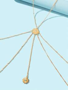1pc Boho Chic Gold Layered Eye Charm Body Chain Women Crossover Bikini Rave Nightclub Body Jewelry - Gold - View 5