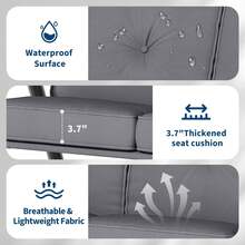 Silla Columpio 2 en 1 para Exterior - con Cojines Gruesos, Toldo Ajustable y Colector de Tazas, Marco de Acero Resistente a la Intemperie para Jardín, Terraza o Patio Trasero - gris - Ver 8