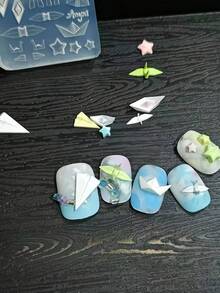 1pc Nail Art Mold, Origami Crane, Star, Airplane Shaped Transparent Silicone Nail Accessory Mold - Clear - View 4