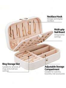 1pc PU Leather Jewelry Box, Double Layer Waterproof Jewelry Organizer, Elegant Jewelry Display Case, Suitable For Earrings, Rings, Necklaces, Bracelets, Makeup Bag, Jewelry Storage Box With Compartments, Multilayer Dividers, Suitable For Gifts Like Valentine's Day, Mother's Day, Birthday - Multicolor - View 11