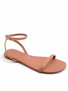 Women's Sandal With Ankle Straps And Buckle 20.07 - Màu be - Xem 3
