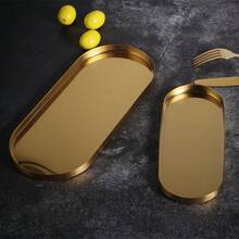 1个北欧风格金属椭圆形托盘，桌面装饰托盘，化妆品收纳托盘，婚礼派对装饰盘 - 彩色 - 查看 5