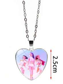 KPOP Demon Hunter SK-POP Girl Group Heart Necklace Pendant, Anime Cartoon Peach Heart Sweater Chain, Valentine's Day Gift - Multicolor - View 7