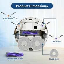 BUXEBUX 22 Pack Replacement Parts For Narwal Freo Z Ultra Robot Vacuum Cleaner Spare Accessories Kit, 1 Main Roller Brush, 4 Hepa Filters, 4 Mop Pads, 6 Dust Bags, 6 Side Brush, 1 Clean Tool - ColorF - View 3