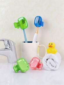 4Pc Travel Toothbrush Head Cover – Compact Protective Case With Secure Clip For On-The-Go Hygiene. Lightweight, Dustproof, Water-Resistant Cap For Hygienic Storage, Sleek Modern Design. Ideal For Business Trips, Outdoor Adventures, Hotel Stays, Commutes, And Gym Bag Use. Spring & Summer Travel Essential, Perfect For Daily Grooming And Valentine's Day Carry. - 彩色 - 查看 5