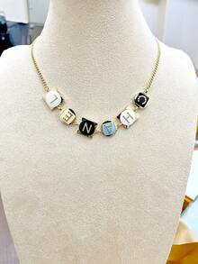 1pc Fashion Personalized Enamel Letter Necklace, Women Jewelry - Multicolor - View 3