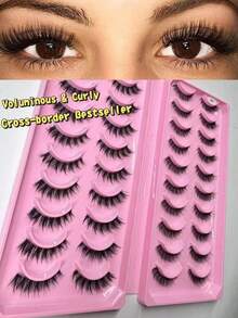 20 Pairs Cosplay Little Devil Manga False Eyelashes, Natural & Realistic, 3X Eye-Enlarging, Long & Lengthening, Eyes, Hard Stem, Thick & Voluminous For Women - Black - View 4