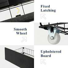 Allewie Full/Queen/King Size Bed Frame With 4 Storage Drawers And Wingback Headboard, Button Tufted Design, No Box Spring Needed, Dark Grey - 深灰色 - 查看 5