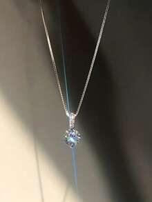 1 Peça Colar minimalista com pingente redondo em prata de lei S925, adornado com cristais brilhantes, ideal para meninas e mulheres, presente de formatura/aniversário para melhores amigas, acessório para uso diário. - redondo - Visão 5