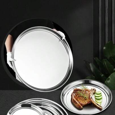 30-34cm Stainless Steel Oyster Serving Tray, Seafood Platter, Grey
