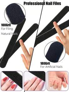 100pcs/50pcs/5pcs Mini Portable Nail Files, Nail Tools, Manicure Type, Nail Shaping Tools, Nail File Sheets, Arc-Shaped Nail Files, Nail Salon Tools. Nail Salon - Black - View 5