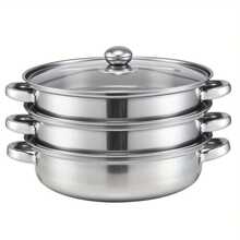 Senmeo 2/3-Layer 11.02" Wide Stainless Steel Steamer Pot - Dual Use For Steaming Boiling, Gas & Electric Stove Compatible For Family Cooking - 2nd Floor - View 8