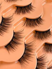 14对半眼假睫毛，自然蓬松，3/4纤细交叉猫眼假睫毛，黑色带尾，加长眼尾，适合日常和派对妆容，热门美妆产品，假睫毛，睫毛，假睫毛 - 自然纖長款 - 查看 4