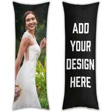 Custom Body Pillow Upload Your Photo/Text/Art, Personalized Long Pillowcase, Couples, Anime Fans, Birthday/Wedding Keepsake, Black, 20x54 - Black - View 1