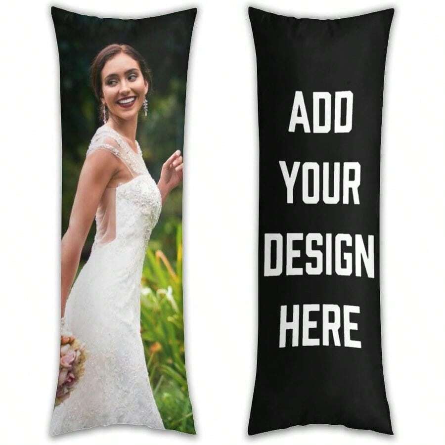 Custom Body Pillow Upload Your Photo/Text/Art, Personalized Long Pillowcase, Couples, Anime Fans, Birthday/Wedding Keepsake, Black, 20x54 - Black - View 1