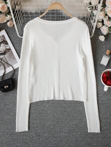 Women's V-Neck Thin Knit Cardigan, Fitted Spring/Summer New Arrival Sweater Jacket, Base Layer Top - White - View 8