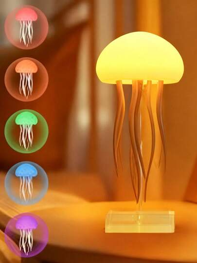 1개 새로운 야간 조명, 음성 제어 해파리 램프, 분위기 조명, 침실 작은 야간 조명, 스위치 플러그인, 실내 조명, 풀 컬러 그라데이션 음성 제어 해파리 창의적인 모양 램프, 창의적인 감지 분위기, 떠다니는 역동적인 촉수 걸이 램프, 추수감사절, 부활절, 새해 가족 및 친구를 위한 선물로 적합