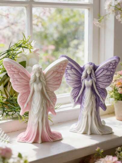 1pc 3D Butterfly Angel Girl Silicone Mold, Non-Stick Flexible With Rose Wing Pattern, Suitable For Fragrance Stone, Resin, Candle, Soap, Valentine's Day Gift For Her, Spring Home Decor, Wedding Favor, DIY Fragrance Stone, Easter