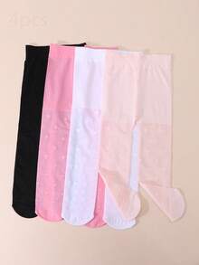 4 pares de mallas/pantis finas y lindas para niñas bebé, apropiadas para primavera y verano, ballet y danza - Multicolor - Ver 10