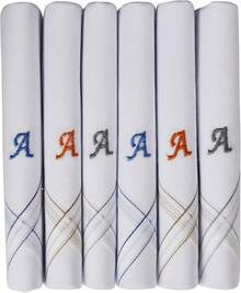 ¡RecomendadoCaruso Italy - Pañuelo de algodón 100% puro con bordado con inicial para hombre, base blanca con borde de color, paquete de 6¡Top de Temporada - Sí-sí - Ver 16