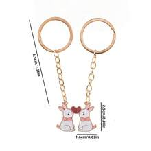2件套可爱兔子缝线闺蜜钥匙扣 BFF友谊饰品礼物（女士） - 卡通兔子鑰匙扣 - 查看 4